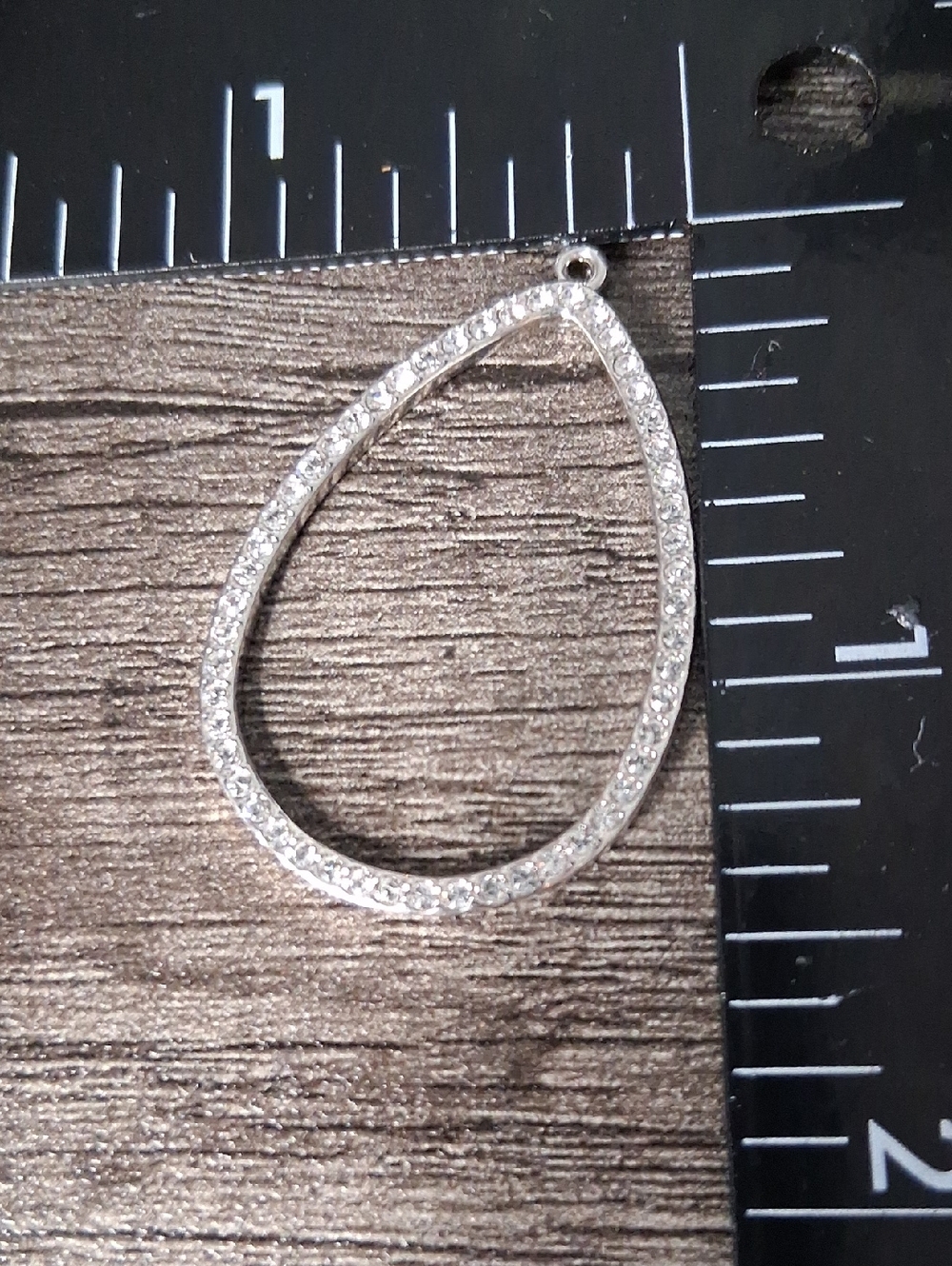 Silver Crystal Teardrop Pendant - Clear Rhinestones P501 - Picture 2 of 2